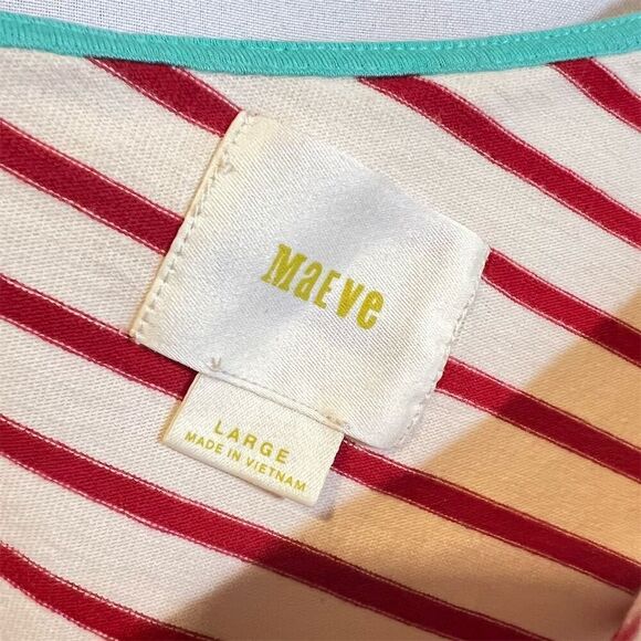 Anthropologie Maeve One-Shoulder Red Stripe Mini Dress Size L Summer Casual - Picture 4 of 6